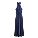 New Hanging Neck Silk Silk Texture Feel Bare Back Dress
