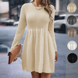 Autumn And Winter Explosion Of Women's Pure Color Doll Sweater Dress
