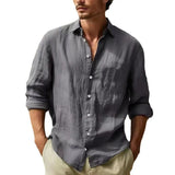 Men's Linen Shirt Button Shirt Summer Beach Shirt Pure