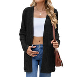 New Solid Color Pit Grinding Long Sleeve Casual Cardigan Coat-Outfit