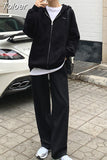 Transparent White Pants For Women High Waist Zipper Pocket Big Large Size Long Wide Leg Navy Blue
