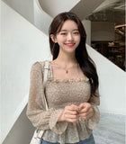 Vintage Print Shirt Oversize Tops Women Long sleeve Girls Chiffon Blouse Summer Women Blouses Plus Size femme