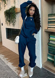 Casual Plain Long Sleeve Loose Sweatshirt And Matching Pants Two Piece
