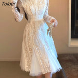 Lace Dress for Women Embroidery Flower High Waisted Elegant Party Vestido Runway Design Vintage Black Mesh Bodycon