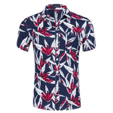 of 2019 American size Short-sleeved Men's Hawaiian Shirts Short-sleeved Beach Printed with Tencel Cotton shirts US
