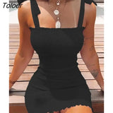 Sexy Dress Women Casual Strap Sleeveless Lace-up Fashion Floral Bodycon Mini Dress 2022 Sundress Folds Skinny Woman
