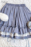 Kawaii Lace Lolita Skirt Women Harajuku Vintage Ruffle Patchwork Elastic Waist Mini Skirts Soft Girl Japanese