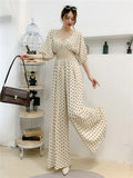 Jumpsuits Woman Dolka Pot High Waist V-neck Chiffon Loose Skinny Elegant