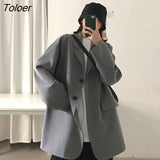 Jackets Women Spring New Solid Medium-long Single Breasted Thin Streetwear Vintage OL Casual Loose Student Ulzzang