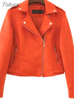 2023 New Arrial Women Autumn Winter Suede Faux Leather Jacket Lady Fashion Matte Motorcycle Coat Biker 9 Colors