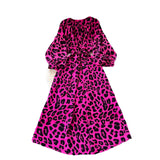 Retro Niche Print Dress Woman 2025 Autumn Strap To The Waist Round Lantern Sleeves Thin