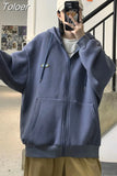 women's jacket sweatshirt new thick zipper big pocket sweatshirt solid color coating Korean loose wild hoodie