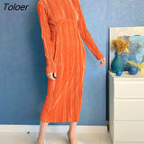 Luxury Elegant Dresses Women Summer Pleated Party Dress Lady Slim Long Sleeve Midi Dress Evening Stretch 2022 Robe