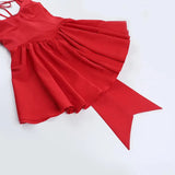 Chiffon Lace Up Bow A-line Mini Dress-Outfit