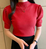 High Collar Tank Top Women Knitwear 2022 New Spring Bottoming Shirt Casual Short Sleeve Solid Summer Thin Knit Vest