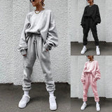 2025 Women's New Ebay Burst Pure Color Long-Sleeved Trousers Loose Casual Suit