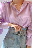 Women Shirts Office Lady Turn-down Collar Loose Lantern Sleeve White Blouses Tops Korean Fashion Elegant Blusas