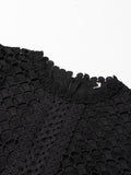 Embroidery Dresses For Women Round Neck Lantern Sleeve High Waist Folds Vinage A Line Dress Female Autumn Fashion