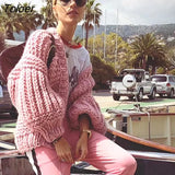 2023 Autumn And Winter Sweater Cardigan Bohemian Style Hand-knitted Bat Lantern Sleeve Sweater Jacket Female