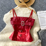 Sexy Hottie Metal Buckle Sling Sling Small Vest Woman Autumn Bun