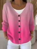 3D Printed Ladies Autumn And Winter Fashion Casual Sweater V Collar Long-Sleeved