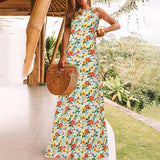 Celmia Summer Bohemian Floral Print Maxi Dress 2022 Women Sundress Sexy Sleeveless Casual Loose Party Beach Vestidos
