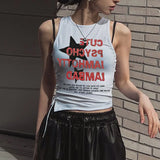 Star Print Side Cutout Tie Crop Tank Top-Outfit