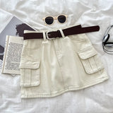 Hottie Fashion High-Rise Thin Double Pocket Workboy Dress Anti-Light Short Skirt A