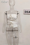 Fashion Women's Vest Slash Neck Sleeveless Spliced Appliques Hollow Out Pleated Solid Color Tops Summer 2023 New