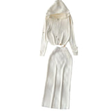 And Winter Casual Suit Female Fashion Hot Diamond Hooded Zip Open Shirt Sweater Jacket Knitted Hip