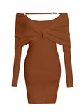 High Street Pullover Dress For Women Slash Neck Long Sleeve High Waist Mini Dresses Female Clothing Style