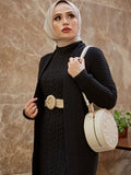 Dress New Season Autumn Winter 2 Piece Hijab Knitwear Suit Islamic Muslim Clothing Long Cardigan Model Made in
