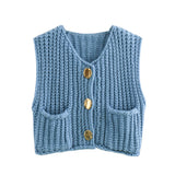Autumn Street Shirt Fashion Cute Crochet Wool Vest Knitted Thick Knitted Vest Women's