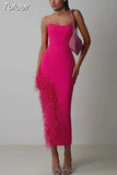 New Elegant Club Party Dress Women Sexy Feathers Bodycon Clothes Strapless Bandage
