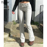 Casual Pants For Women Fashion Gothic High Waist Bodycon Pants With Belt Streetwear Vintage Korean Style Suits