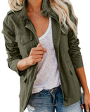 Women Zipper Jacket Autumn Female Outerwear Long Sleeve Casual Streetwear Coat Windbreaker Anorak Stand Collar Military
