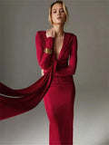 Pleated Tassel Long Sleeve Maxi Dress-Outfit