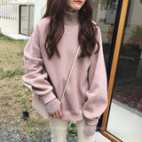 Turtleneck Hoodies Women Plus Velvet Warm Harajuku Printed Pullovers Tops Womens Oversize Patchwork Leisure Chic