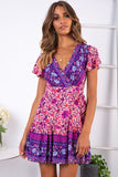 New Summer V-Neck Sexy Bohemian Print Dress Skirt Women's