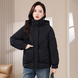 Large Size 300 Catties Fat MM Cotton Clothes Female Short Style 2024 New Korean Version Loose Cotton-Padded Jacket Fashion Hooded Cotton-Padded Jacket-Outfit