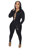 Winter Sexy Chain Lace-up Long Sleeve Tight