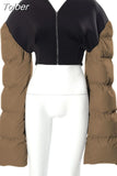 Extra Long Sleeve Zip Up Cropped Puffer Jacket Streetwear 2023 Fashion Women Outwear Stylish Bubble Coats
