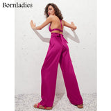 Women 3 Pieces Sets Long Sleeve Loose Belt Satin Blazer Coat High Waist Pants Legs Adjustable Pants Female Sexy