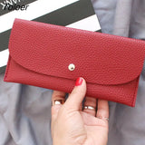 Women Colorful Hasp Chic Elegant Simple Card Holder PU Leather Long Purse Womens Wallet Fashion Korean Style