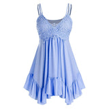 Sleeveless Top Women Fashion Vest Solid Color Casual Sleeveless Vest Slim Tank Tops Flounce Lace Guipure Tank