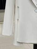 Fashion Women's Blazer Loose Notched Collar Single Button Irregular Long Sleeve Beige Suit Jackets Summer 2023 New