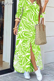 For Women 2023 Spring Summer Casual Loose Print Long Shirt Dress Button Up Long Sleeve Midi Elegant Vintage
