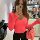 Neon Bodysuit Women Long Sleeve Bodycon Sexy 2023 Autumn Winter Streetwear Club Party Outfits Casual Female Clothing 1028-0-Outfit