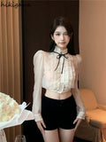 Blusas Mujer De Moda Fashion Blouse for Women Temperament Ladies Crop Tops Puff Sleeve Ruffles Tunic Korean Shirts