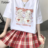 Harajuku Bear Embroidery American Retro Style T Shirts Women Overszied Tshirts 2021 New japanese style Teens Girls Cute